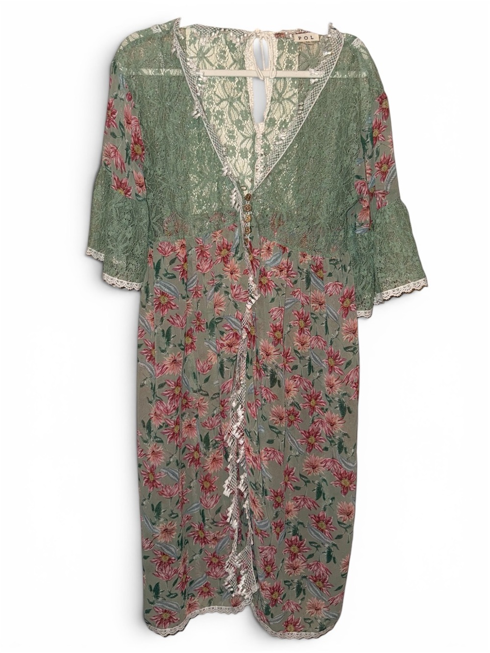 POL lace-trimmed floral duster - Picture 2 of 6